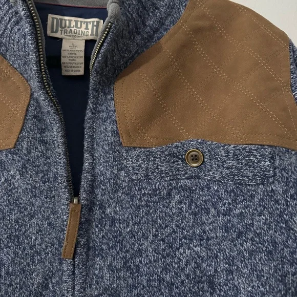 Duluth Trading Co Windproof Shooting Sweater Wool Jacket Men's Large Blue - Picture 3 of 7